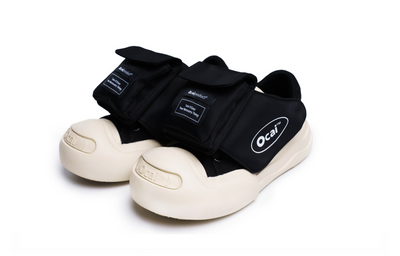 OCAI Smile Shoes - Chunky Black Big Head Canvas Sneakers for Casual Outfits
