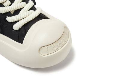 OCAI Smile Shoes - Chunky Black Big Head Canvas Sneakers for Casual Outfits