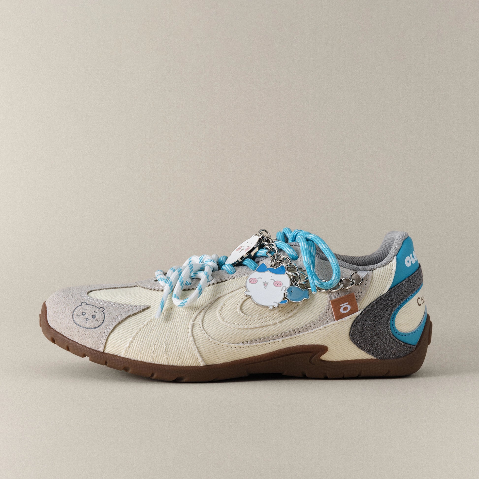 Beige Blue Turbo Lite Trainers | OLD ORDER