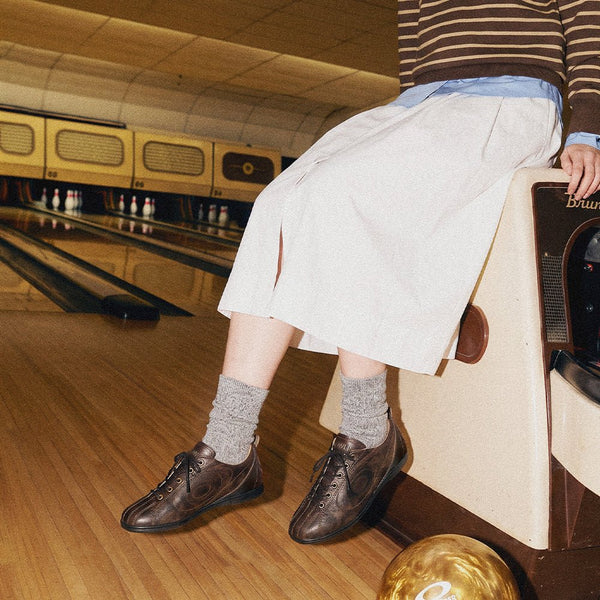 Bowling Series Flat Sneakers Bourbon Brown - OLD ORDER