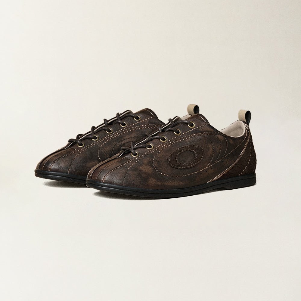 Bowling Series Flat Sneakers Bourbon Brown - OLD ORDER