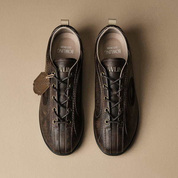Bowling Series Flat Sneakers Bourbon Brown - OLD ORDER
