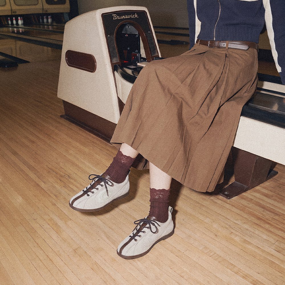 Bowling Series Flat Sneakers Vanilla Champagne - OLD ORDER